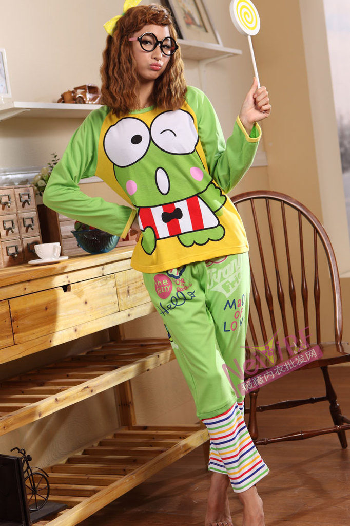 穗迪美 2025卡通青蛙款 长袖长裤睡衣套装 家居服