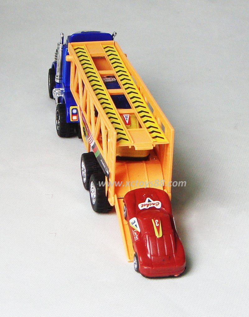 6元/只 &nbsp; 超级卡车集装车仿真玩具车模 双层运输车带4小车惯性车