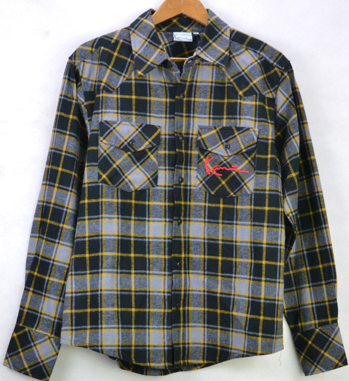 外贸男装 原单original磨毛格子衬衫 长袖纯棉衬衫