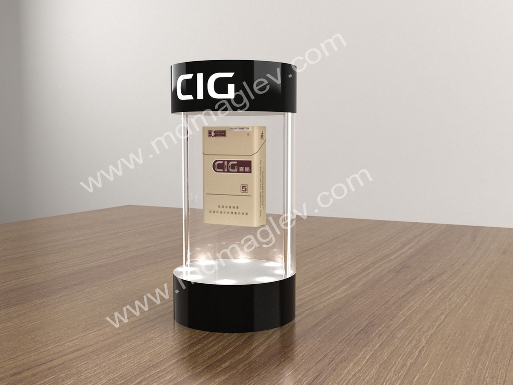 磁悬浮香烟展示台 亚克力led香烟磁悬浮展示架设计