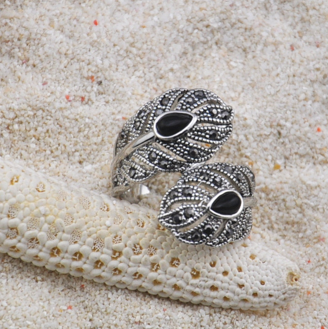 宝奇娜 女款 孔雀 羽毛戒指