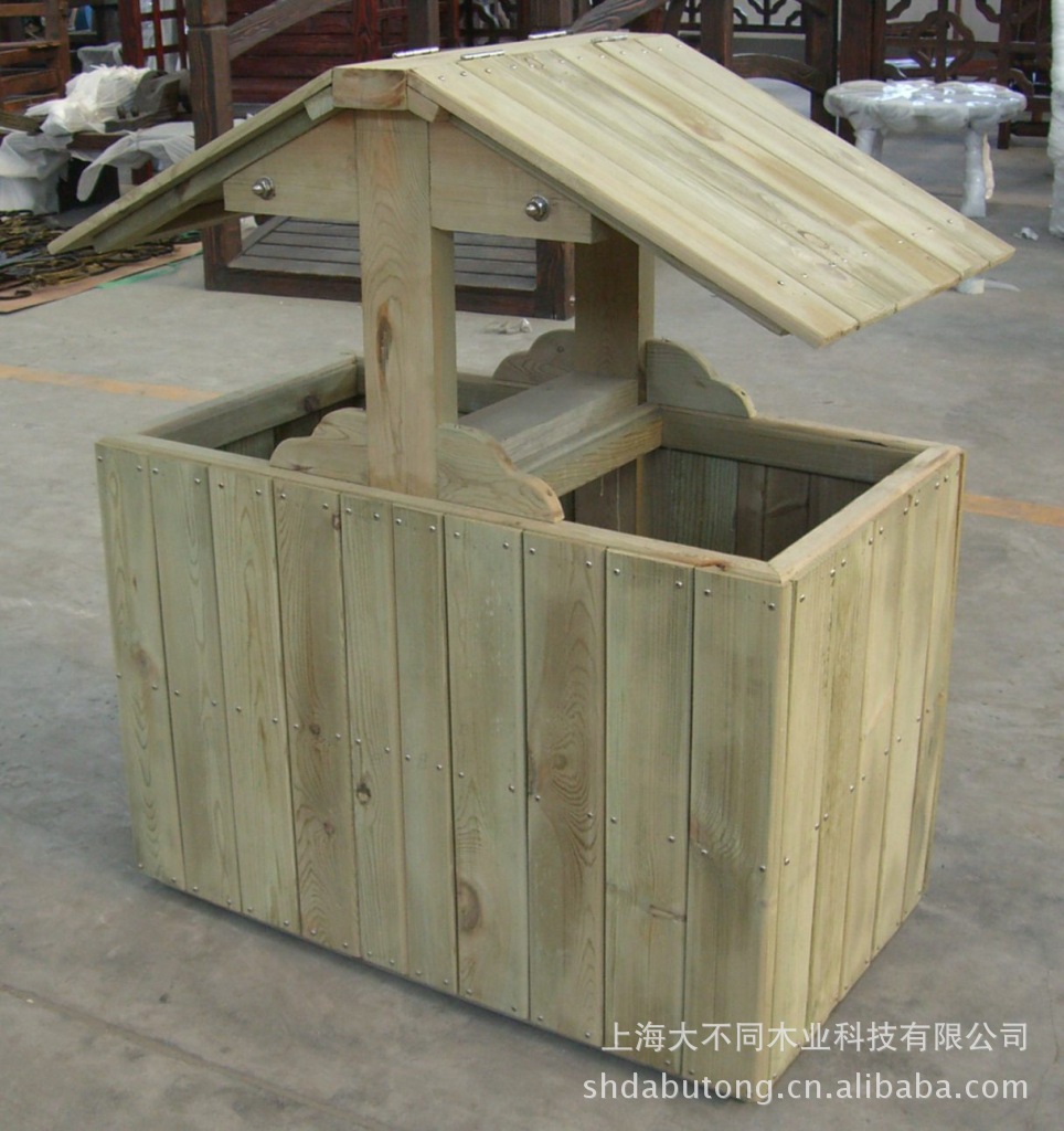 大不同防腐木 专业定制户外木制品 垃圾箱 普通防腐木垃圾桶980元/个