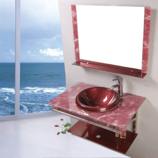 党山卫浴城 杭州风云卫浴 玖凤卫浴 豪华夹层印花玻璃台盆8803