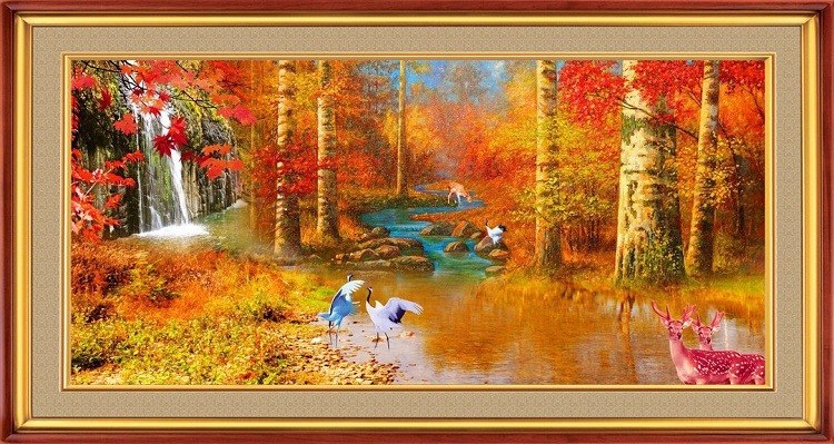 进口纯棉十字绣套件 混绣 客厅风景大画 鸿运延年五7