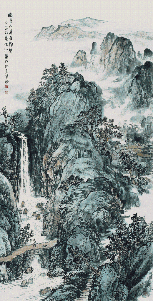 【出售水墨名家张法汀纯手绘山水画 泉清林森我家乡】价格,批发,供应