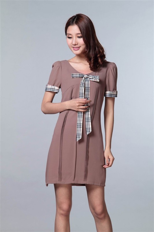 外贸品牌原单 2012新款夏装 高档气质熟女连衣裙 短袖 真丝连衣裙