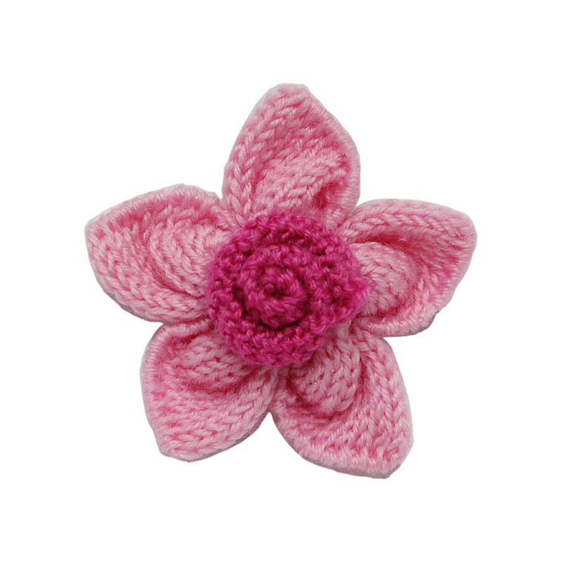 毛线花朵 扣子小花多色勾花可diy蝴蝶结头花 胸花手钩 手钩棉线花