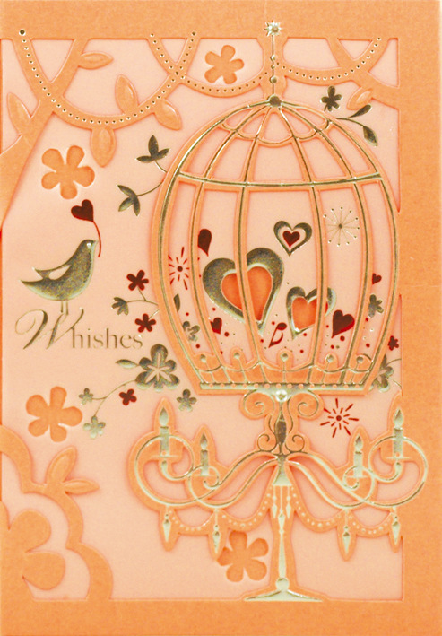 台湾四季贺卡 fk2049-7 万用卡-心笼(附内纸) 手工创意卡片