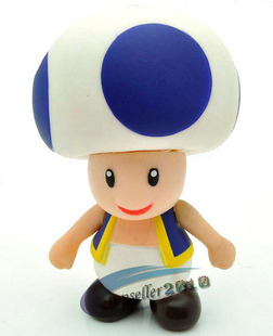 super mario 超级玛丽 马里奥 蓝色蘑菇人 塑胶公仔 摆件 ms727