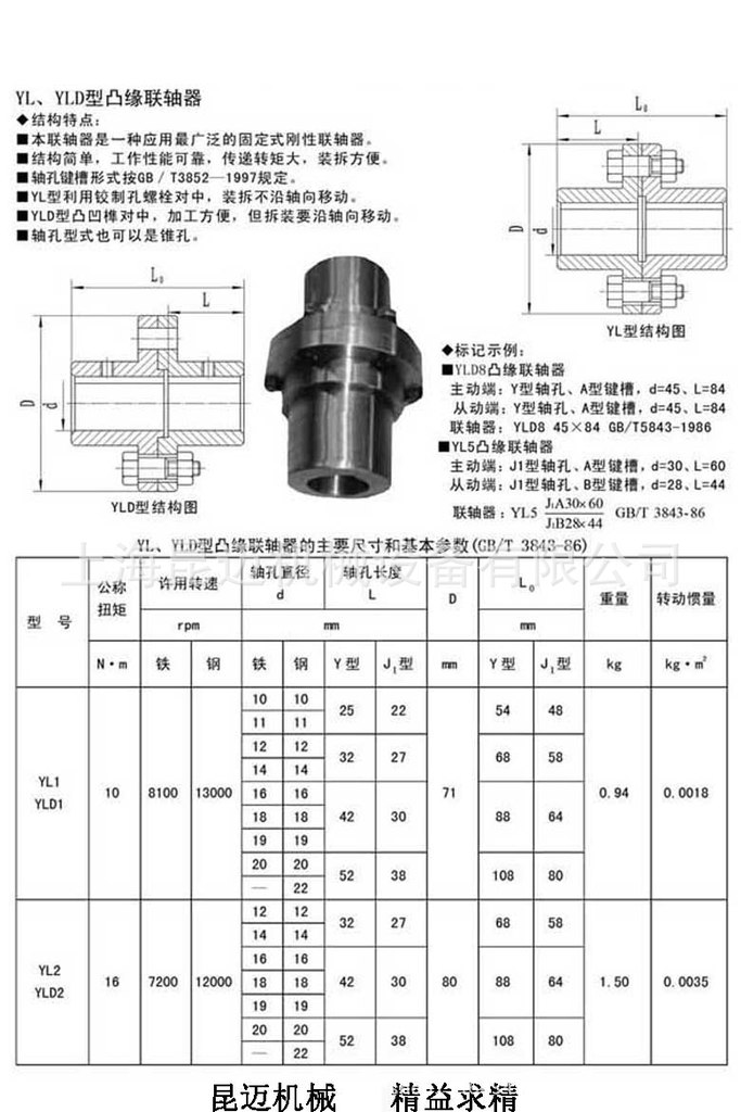 yl/yld凸缘联轴器/昆迈图片