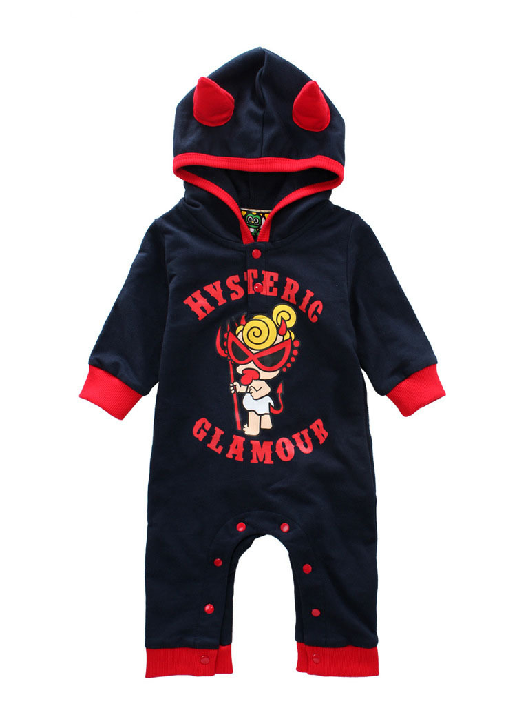 厂家爆款批发 日本童装黑超b 外贸纯棉婴儿连体衣 卡通哈衣