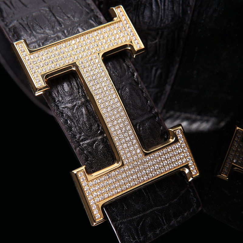 包邮专柜正品代购 爱马仕皮带镶钻男款h扣男士真皮韩版牛皮腰带