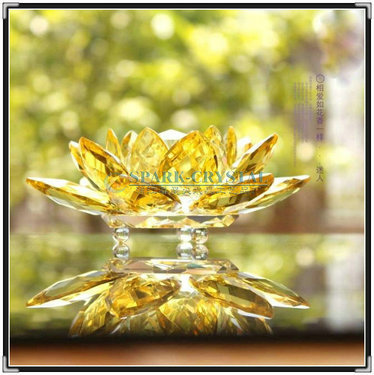 供应七彩水晶莲花坐 摆件 水晶礼品厂家批发