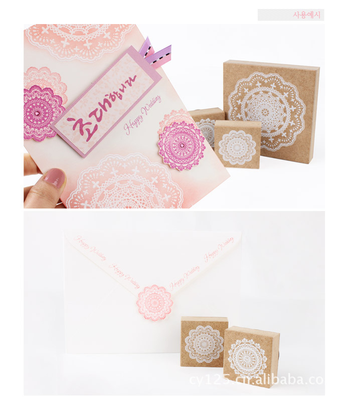 韩国印章 浪漫蕾丝印花印章(3款)