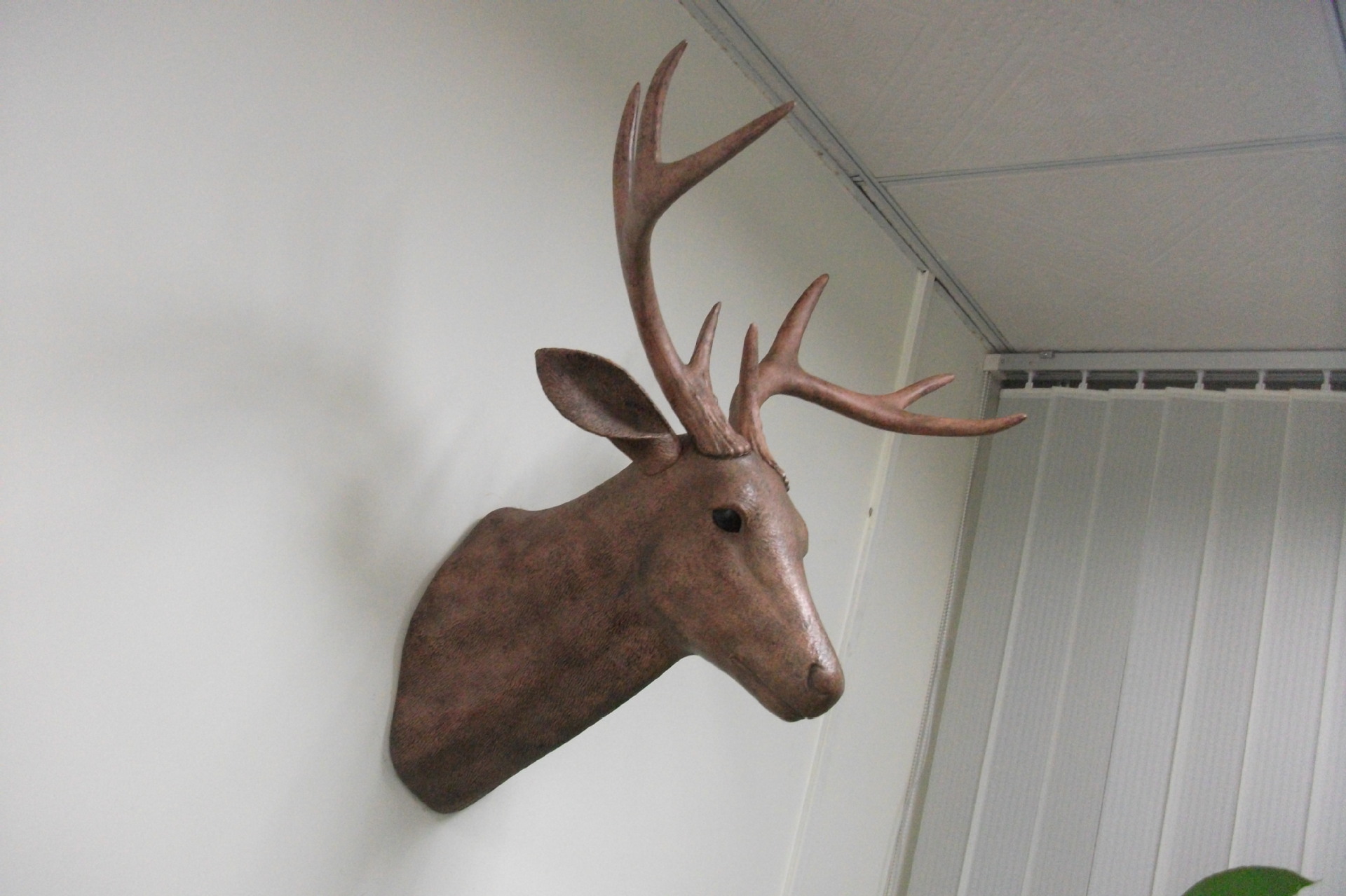 仿真鹿头,棕色鹿头,喷绘鹿头,塑胶鹿头,墙壁挂饰,橱窗装饰