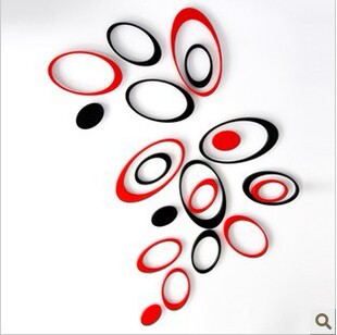 烤漆木质立体墙贴 椭圆墙贴 壁贴 背景墙装饰 儿童墙贴