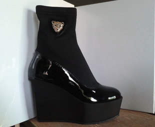 厂家直销真皮弹力靴厚底漆皮时尚过膝靴短靴秋季新款女靴批发