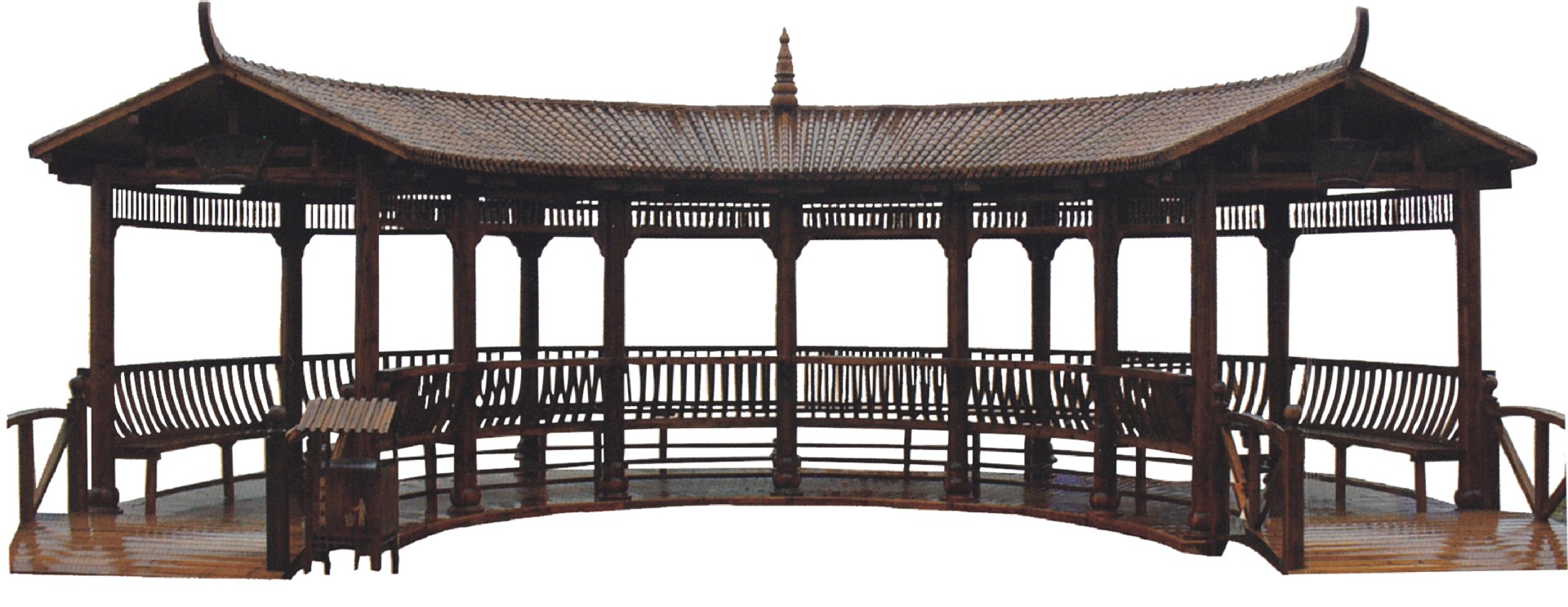 【圣朝家俱】厂家直销景观工程凉亭 实木扇形凉亭