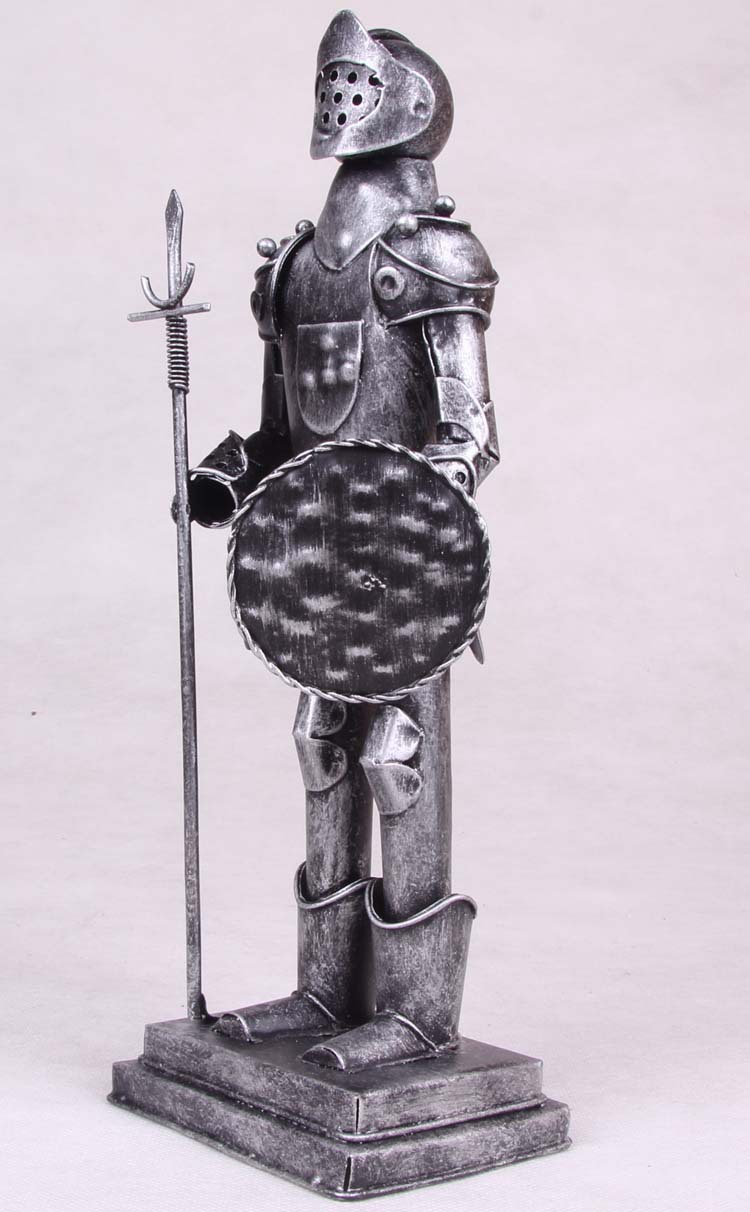 mettle30厘米铁制古代士兵小模型长矛盾牌创意礼品书房摆饰