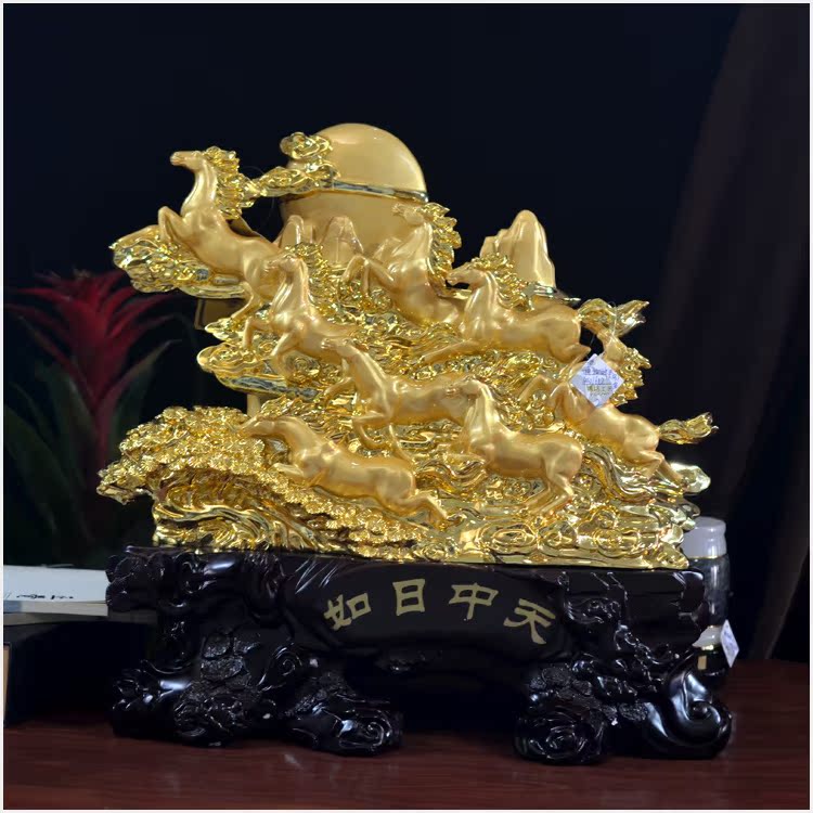 厂家直销 新款产品 树脂镀金工艺品摆件jby51#如日中天-八马金