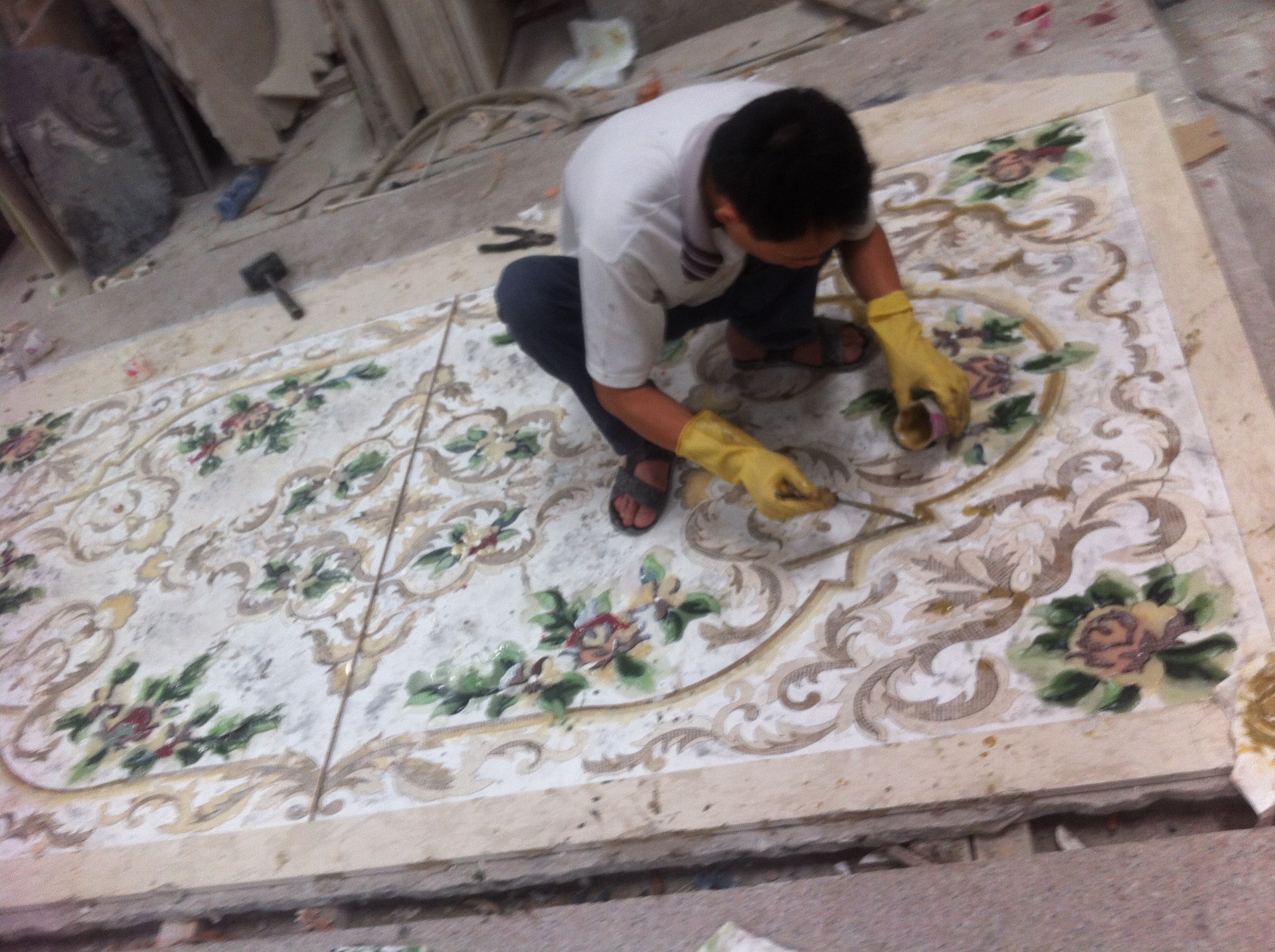 提供水刀切割加工石材拼花切割工艺水刀加工