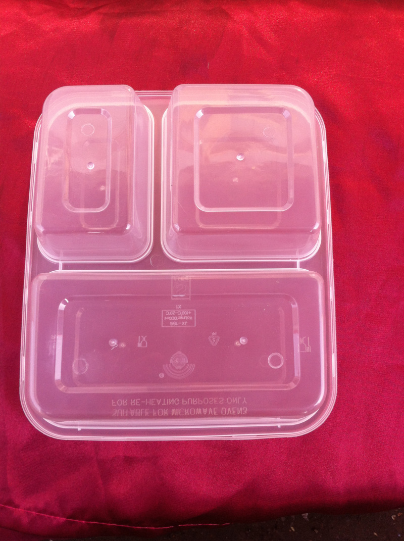 【金亿佳鑫】加厚透明三格餐盒 快餐盒 保鲜盒 jx-166 150套/件