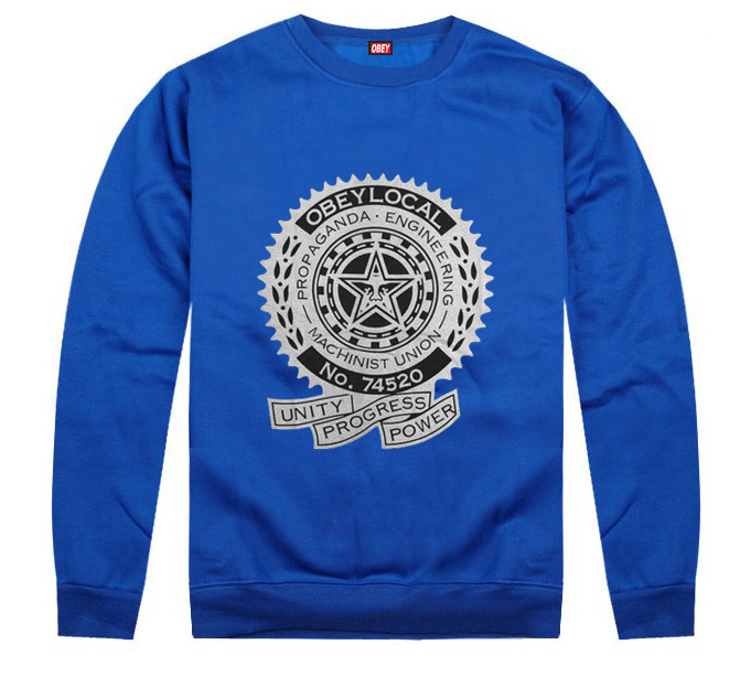 街头潮牌obey 胸前字母滑板套头圆领卫衣vintage外套 嘻哈男女款