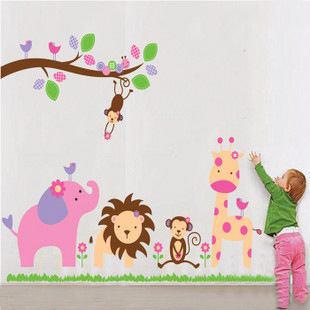 批发儿童房装饰 幼儿园背景墙贴 卡通贴纸五代墙贴动物朋友ay869