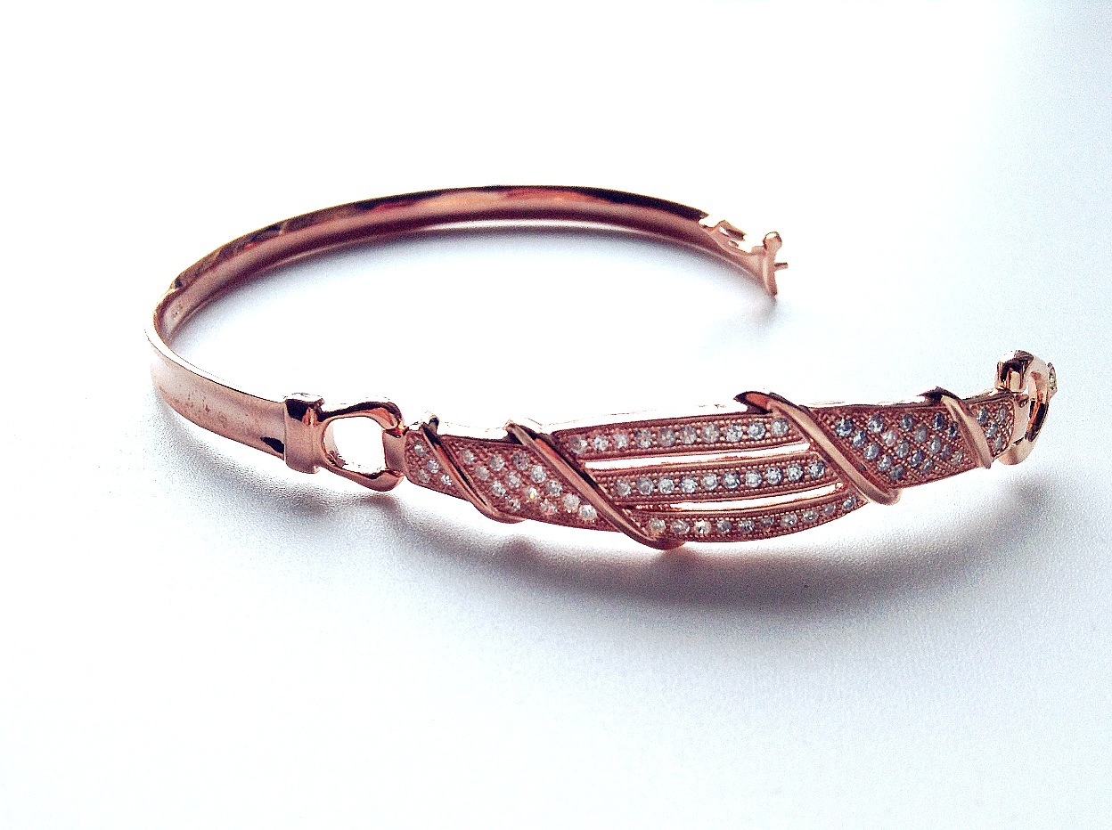 【925银】电镀玫瑰金手镯