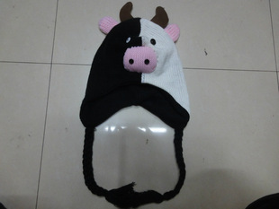 手工毛线卡通牛动物帽子