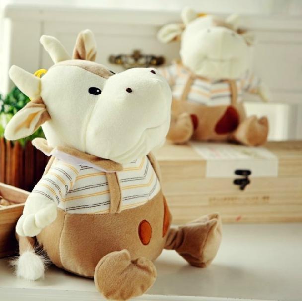 批发毛绒玩具条纹牛布娃娃老牛公仔玩偶送女友可爱创意生日礼物