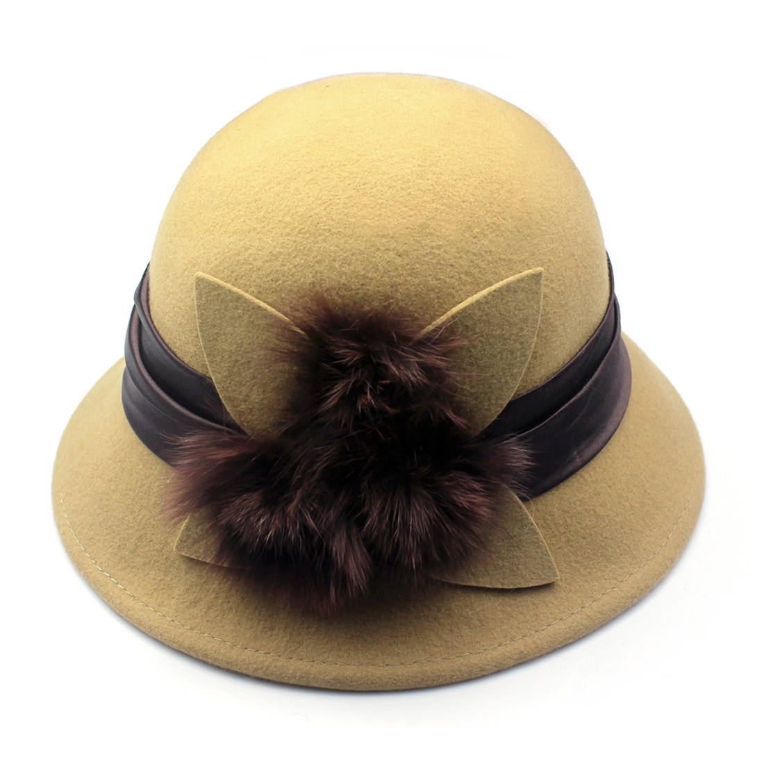 外贸帽子 新款秋冬女帽 毛呢帽子 圆顶毡帽 欧美帽子