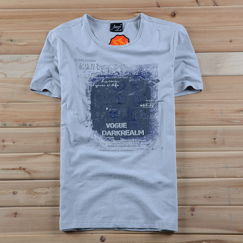 男式个性纯棉短袖圆领t恤衫 汗衫 2色黑色灰色批发特价