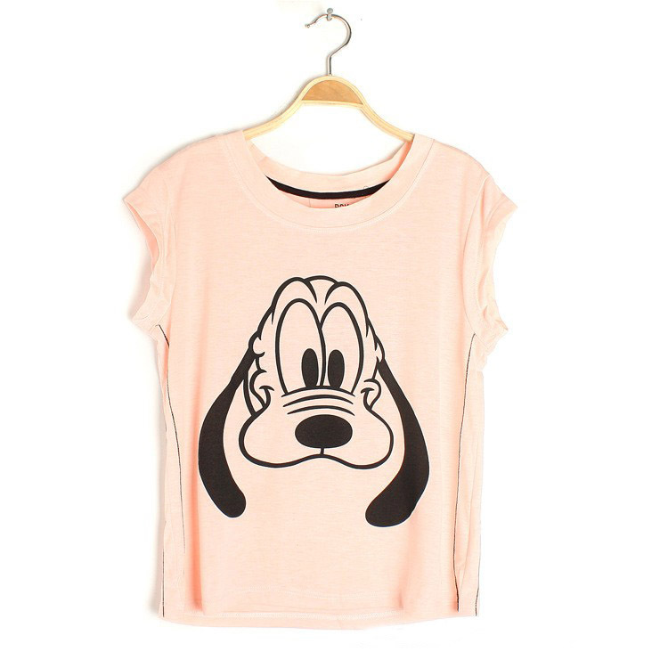 tm6071 欧美风 迪斯尼布鲁托小狗短袖t恤 短裤罩衫圆领卡通印花
