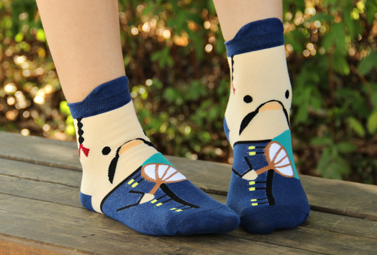 韩国新款 厨师国王四人组 立体人物女式纯棉卡通袜 立体人物袜子