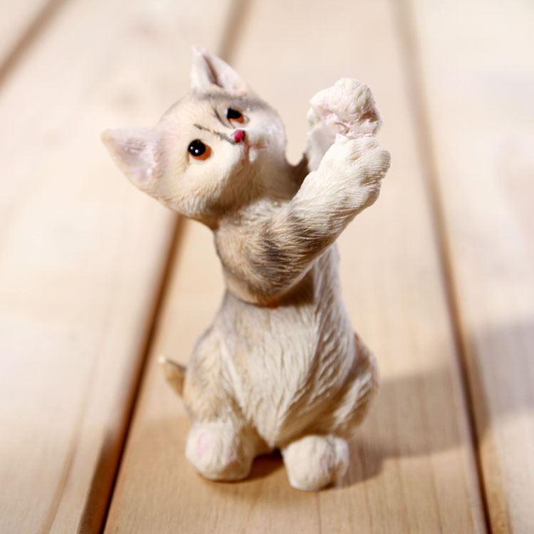 zakka工艺品摆件 可爱举手小猫摆件 礼品批发 kc142 一对装一盒
