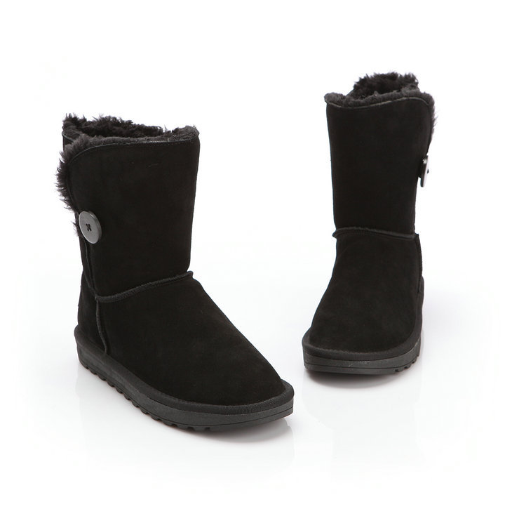 snowboots冬季女休闲平底保暖中筒靴子磨砂牛皮真皮雪地靴批发