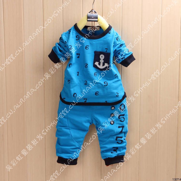 特价不退换ax1376小童2013秋数字长袖t恤 长裤套装童装批发1.