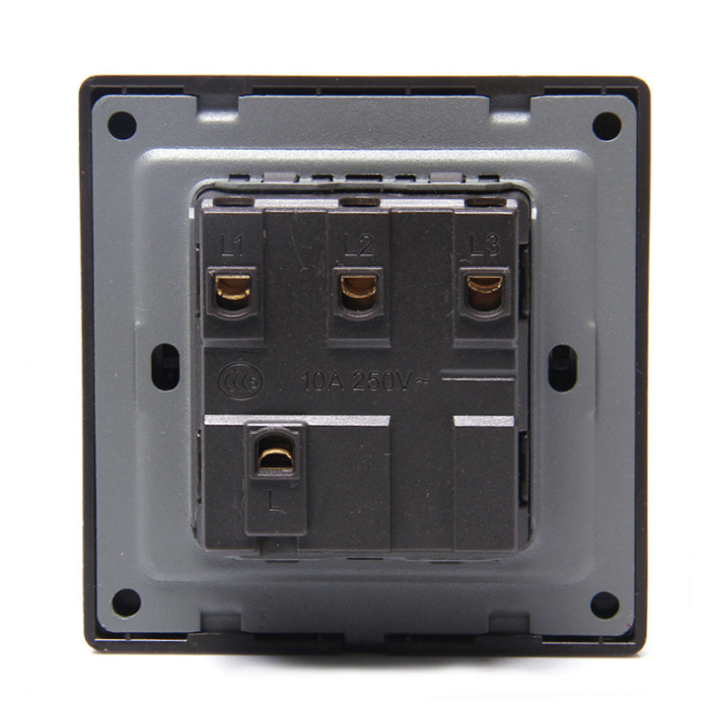 艾地生墙壁开关面板三开单控金色不锈钢诚招代理批发广东厂家