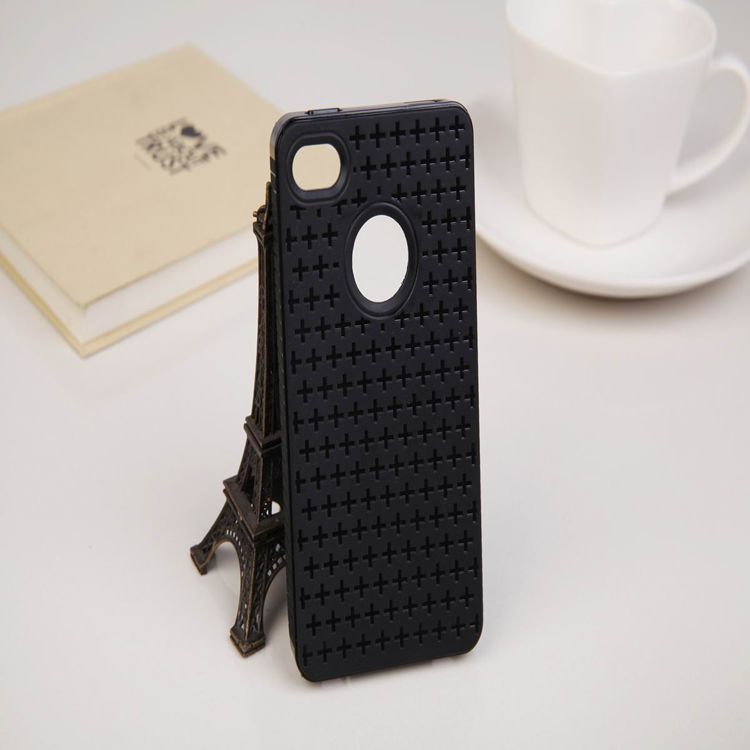 iphone4/4s苹果4代 波纹十字镂空透气散热tpu手机壳保护套保护壳
