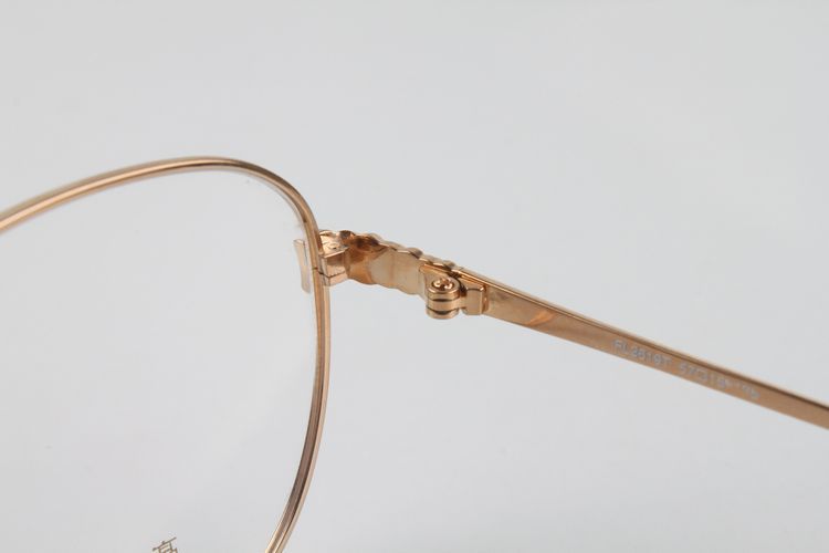 尼康 纯钛 尾单处理 全框金色眼镜架 大框男士眼镜框 商务镜框图片_4