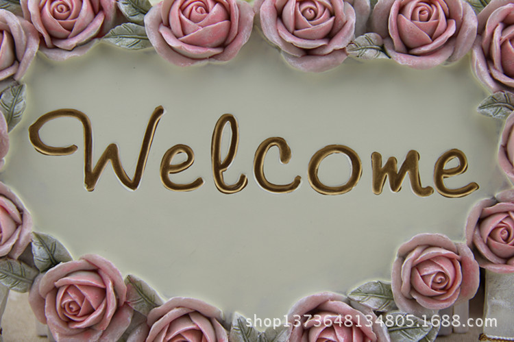 韩式田园欧式复古公主创意可爱立体玫瑰花欢迎光临welcome挂牌