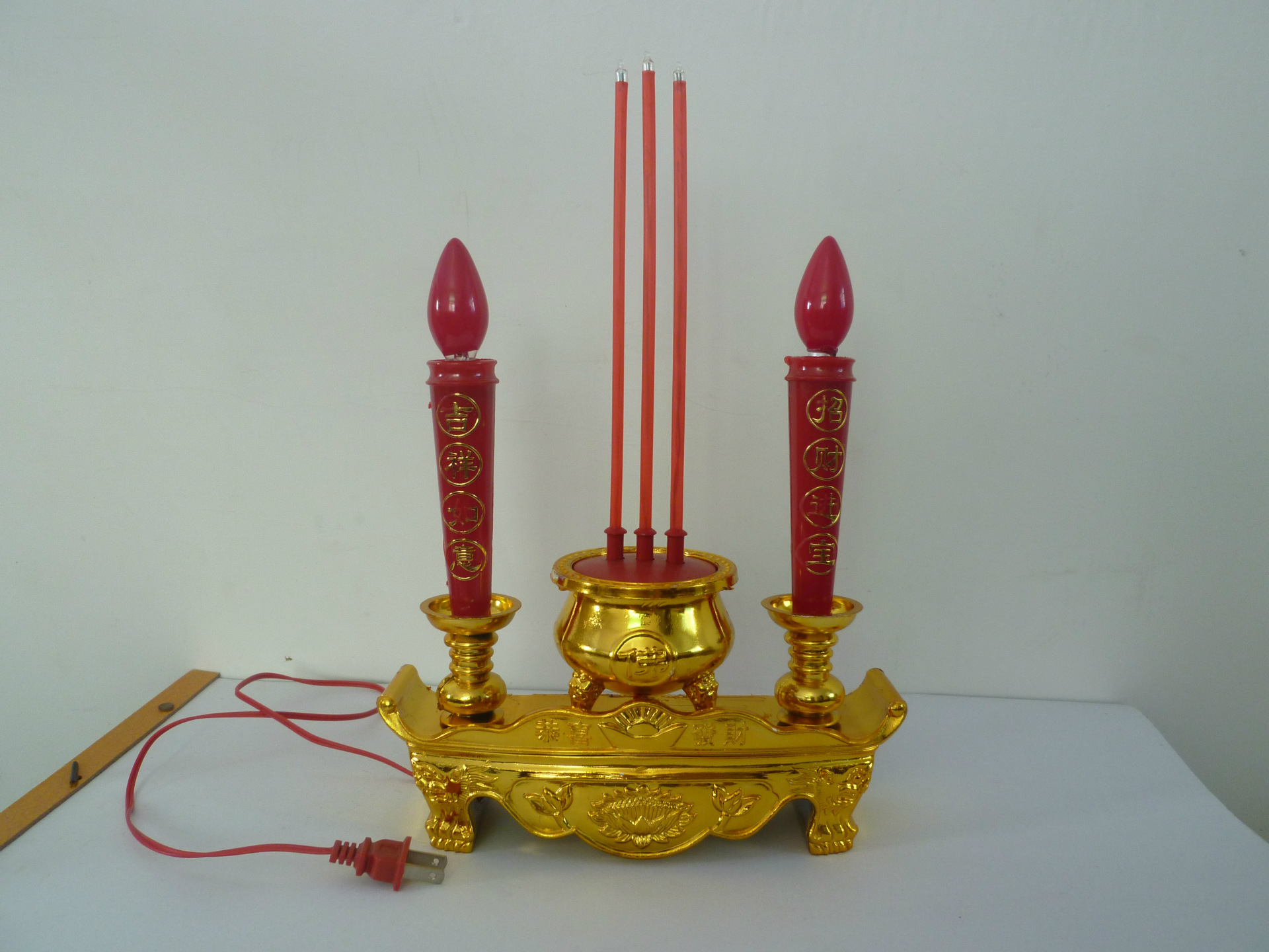 厂家直销如意牌电香炉807号带电香真空镀金加烫金工艺