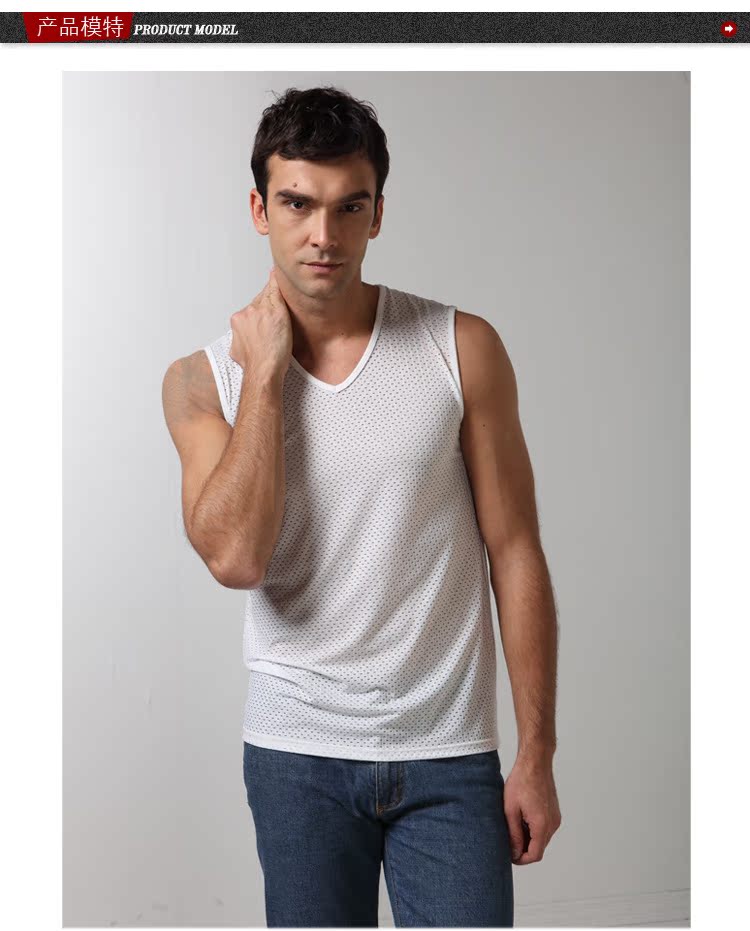 一件代发 金企鹅 厂家直销 韩版网眼v领男士无袖衫 批发
