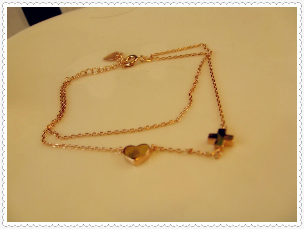 批发实拍欧比雅比 正品手链 镀18k金爱心十字架手链 瑞丽时尚款