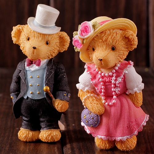 zakka杂货 泰迪熊冰箱贴 贵妇绅士熊树脂磁性贴 创意小熊电器贴