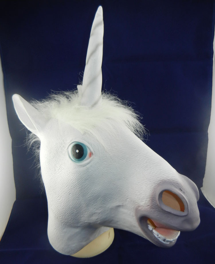2013新款 万圣节 复活节 圣诞狂欢夜 全脸面具 白色独角马头面具