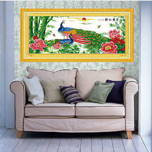 品牌十字绣成品批发 家居装饰画 无纸水洗十字绣精品 前程似锦孔