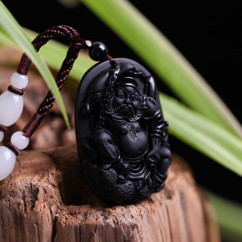 晶西缘开光天然水晶 黑曜石钟馗吊坠 男女款式黑曜石辟邪防小人