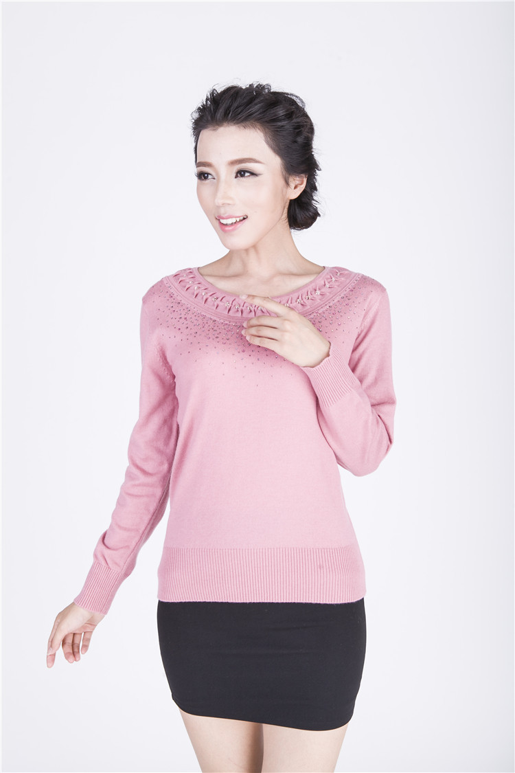 百娴针织精品秋冬装新款濮院羊毛衫羊绒衫 打底衫纯色圆领 招分销